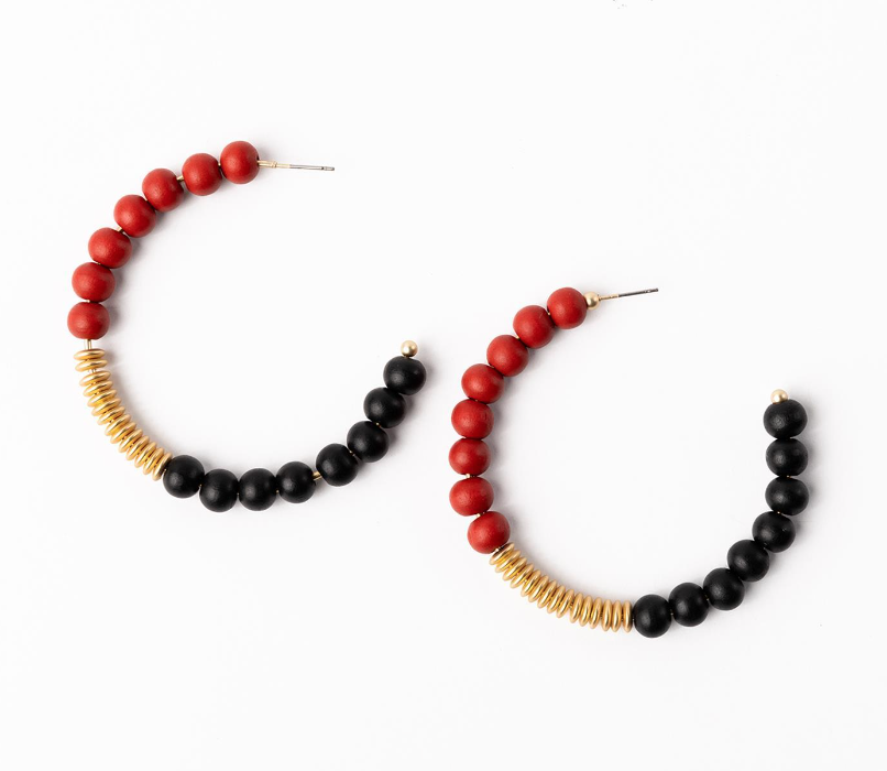 Kelly Red & Black Earrings - Large