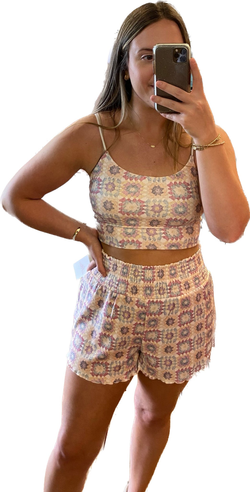 Crochet Short Set - White Shell