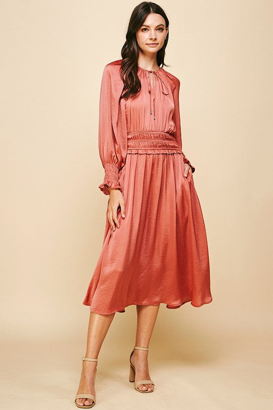 Beverly Satin Pleated Maxi Dress