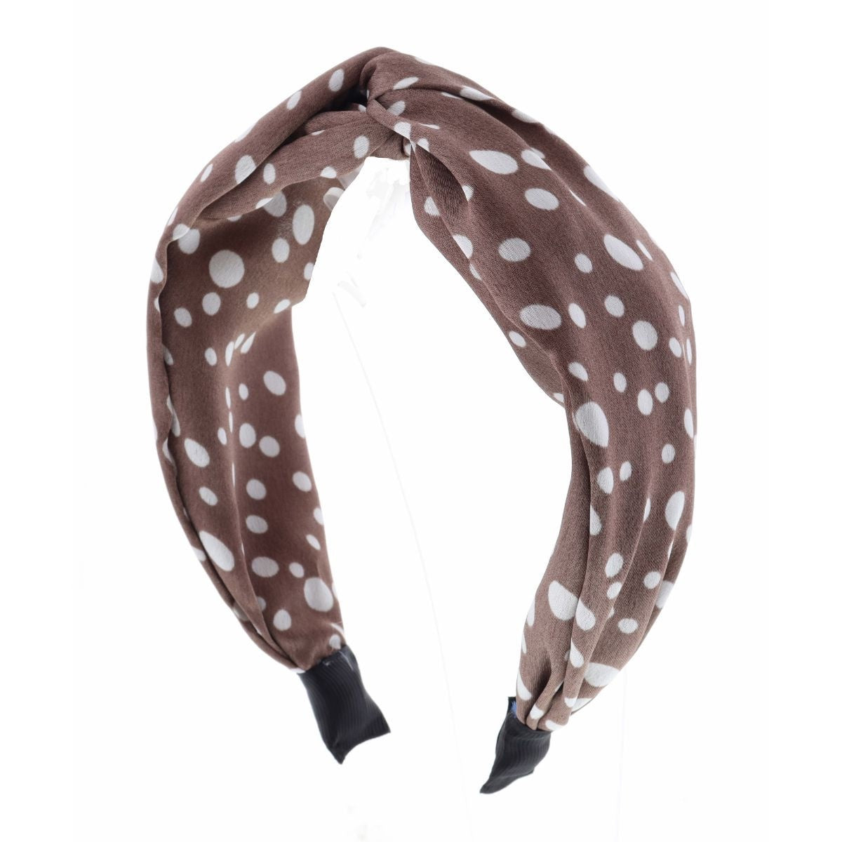 Thick Brown & White Polka Dot Print Headband