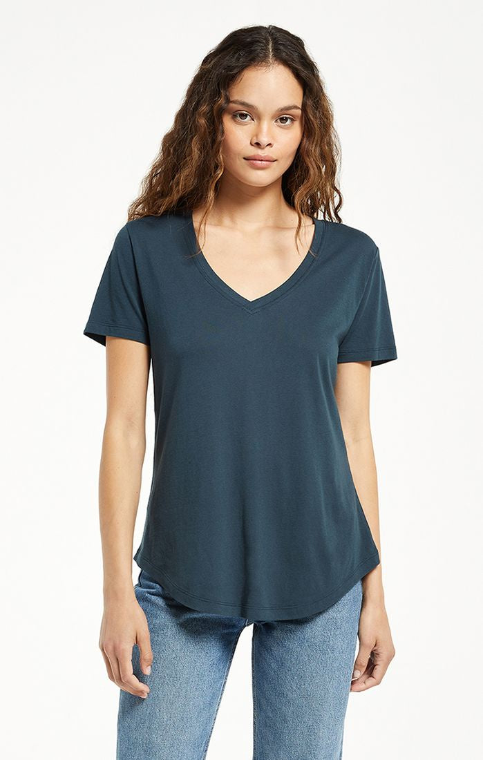 Kasey Modal V-Neck Tee - Deep Emerald