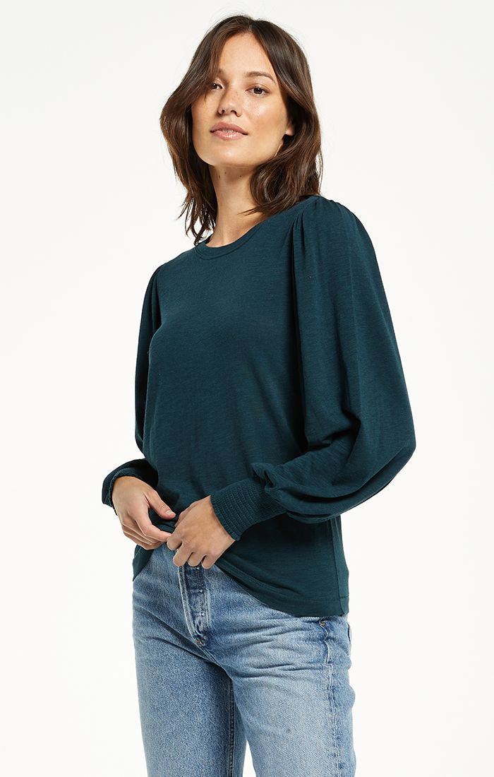 Rebel Brushed Slub Top - Deep Emerald