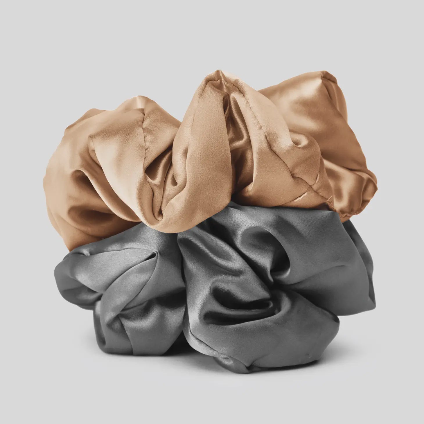 Satin Sleep Scrunchies - Charcoal/Gold