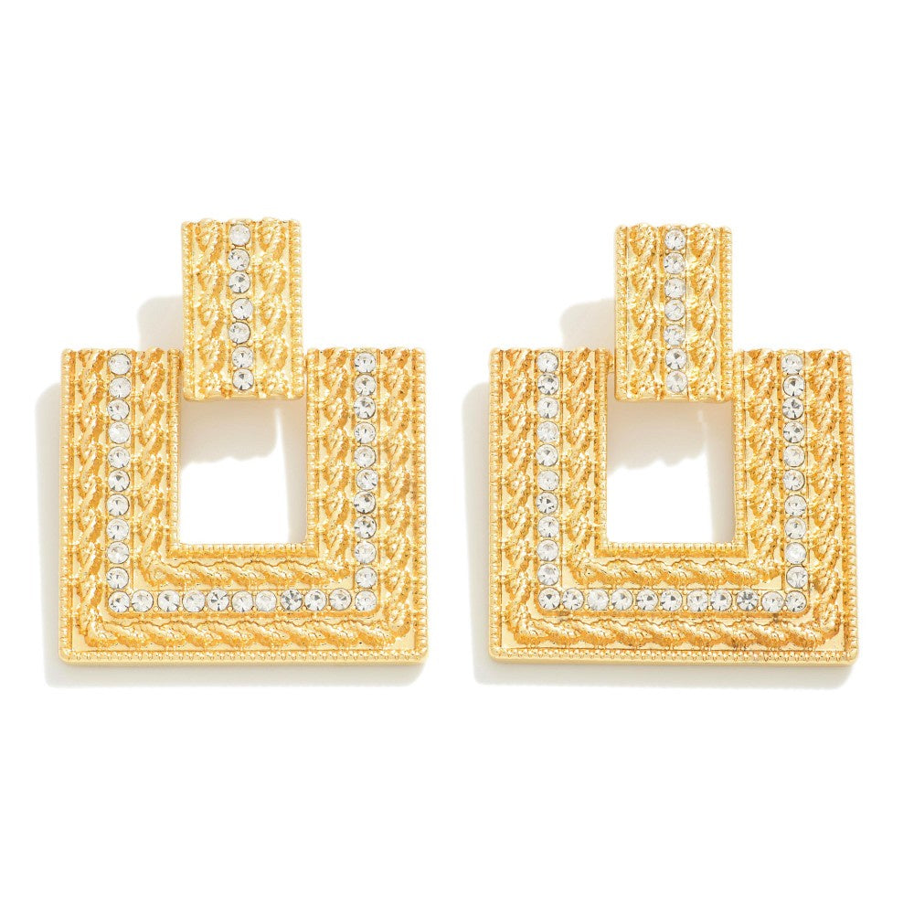 Gold Square Drop Earrings