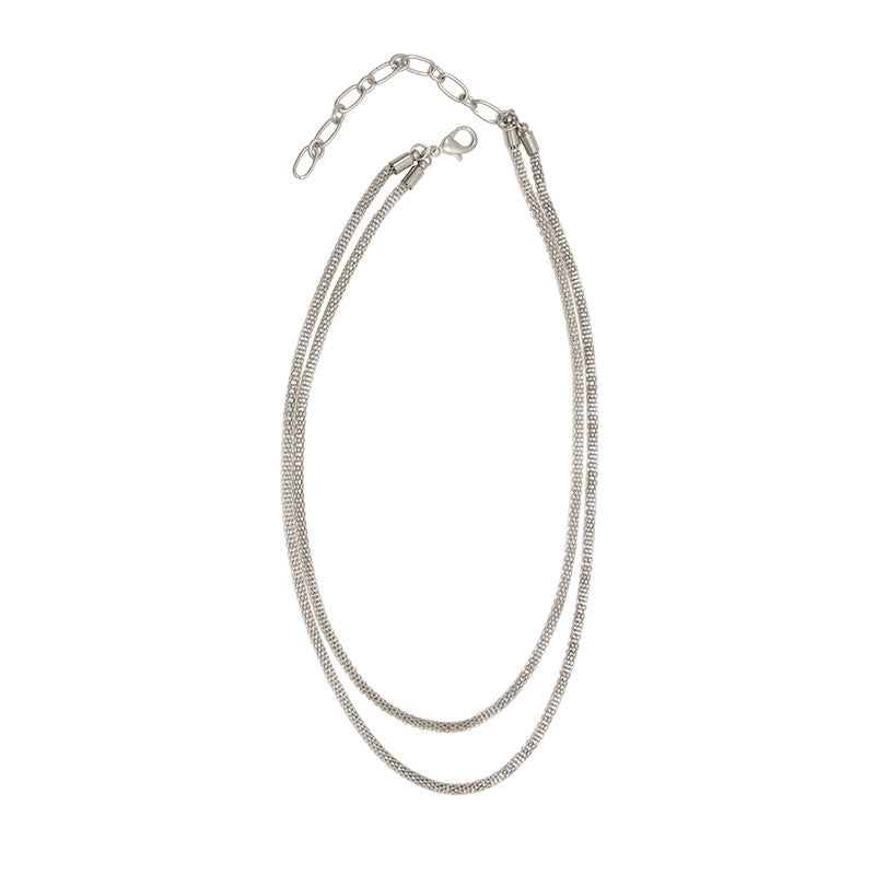 Layered Silver Mesh Necklace