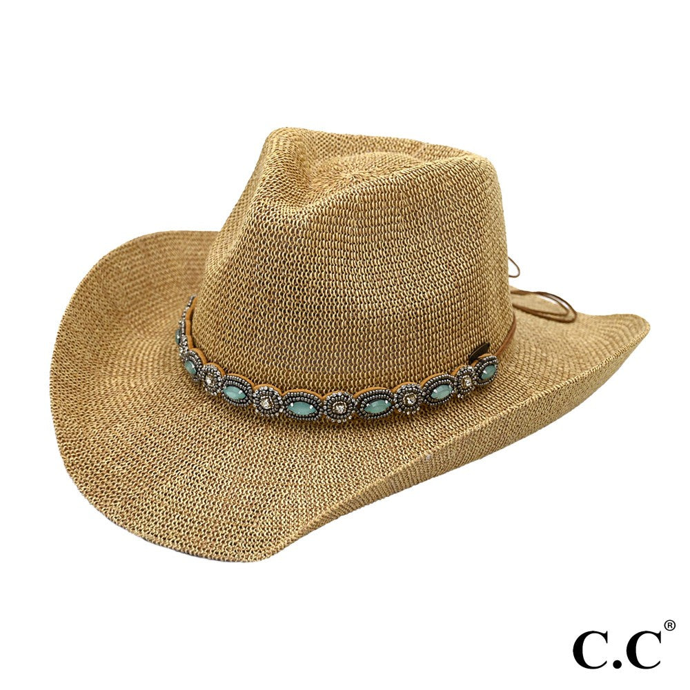 Tan Cowboy Hat with Turquoise Charm Band