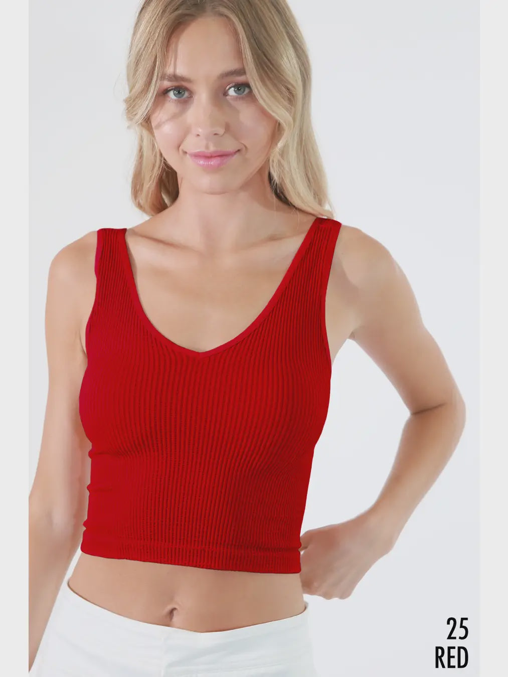 Reversible Crop Top - One Size - Red
