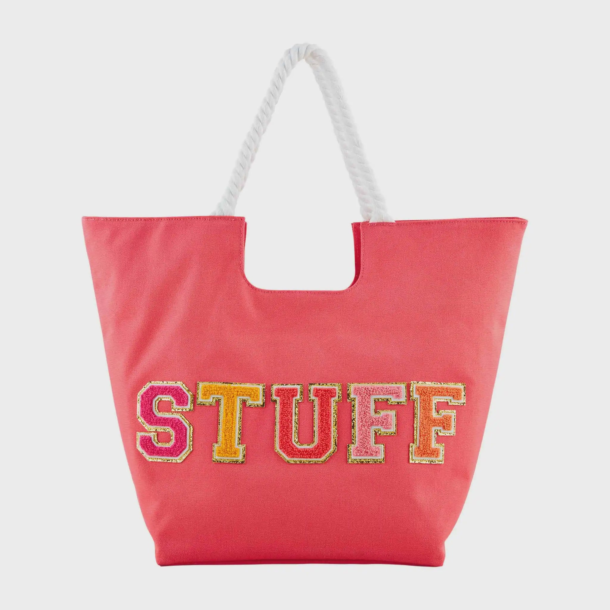Canvas Patch Tote - Coral