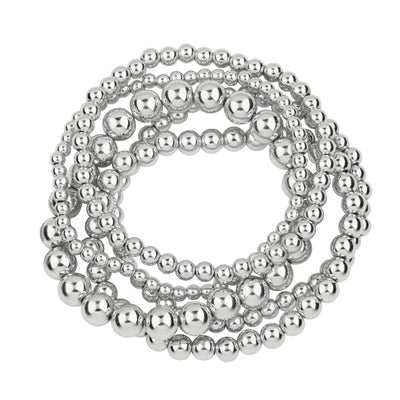 Silver Beaded Bracelet Set
