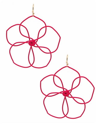 Hot Pink Wired Flower Earring
