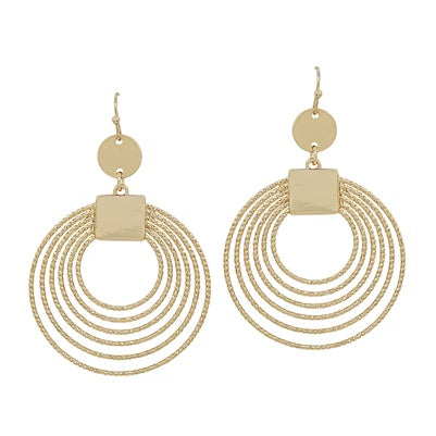 Gold Multi Layered Wired Circle Earring