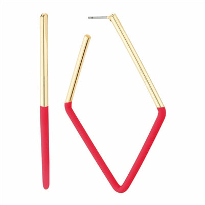 Red and Gold Diamond Shaped Earrings