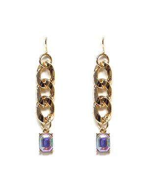 Gold Chain With Crystal Drop Earring