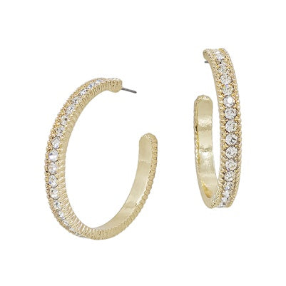 Gold Metal Crystal Hoops