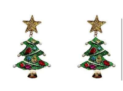 Epoxy Christmas Tree Earrings