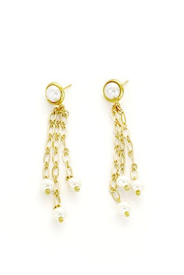 Pearl with Chain Drop Earrings