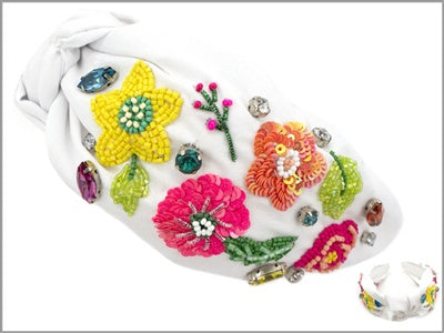 Multi Color Bead and Sequin Flowers Headband