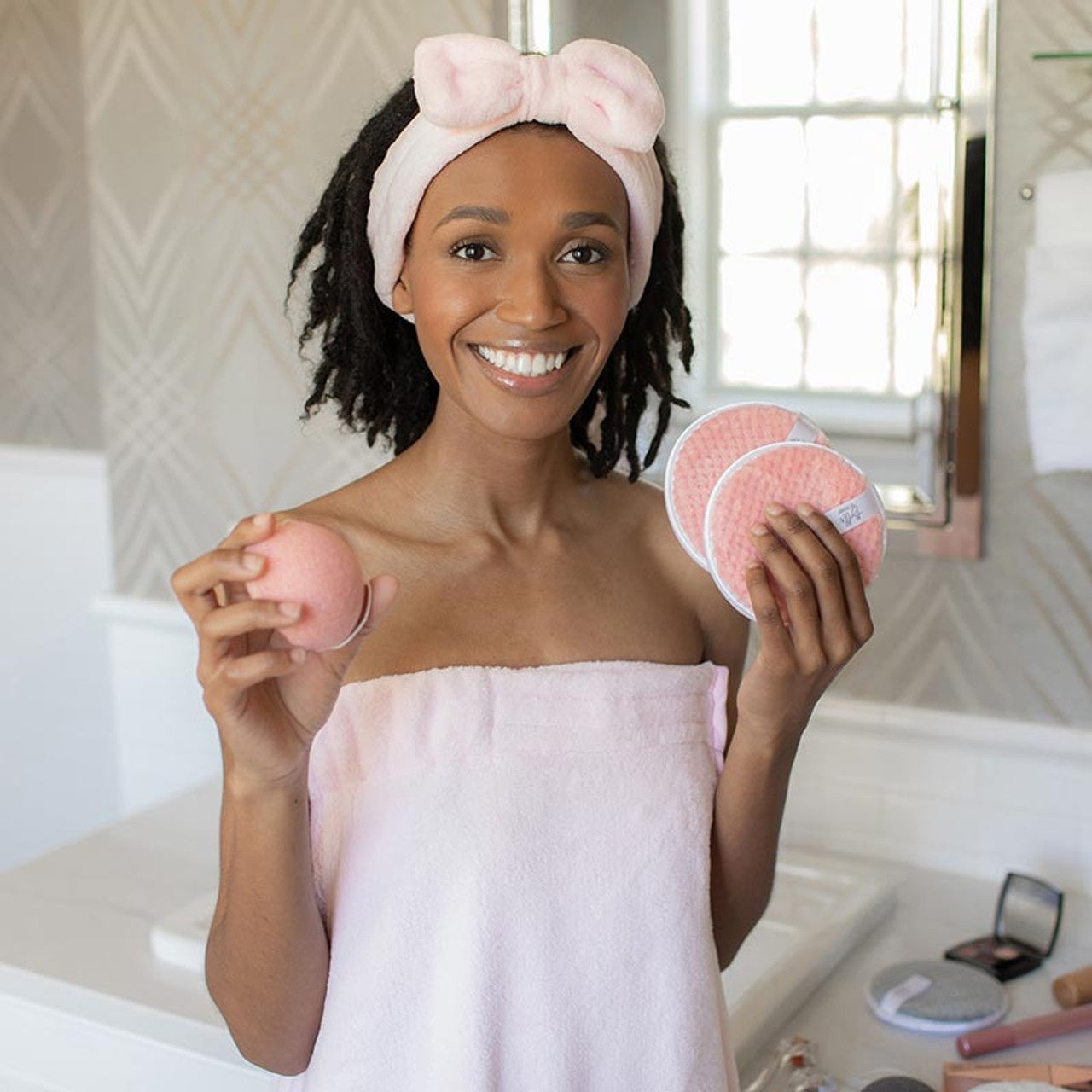 Plush Bow Headband - Pink