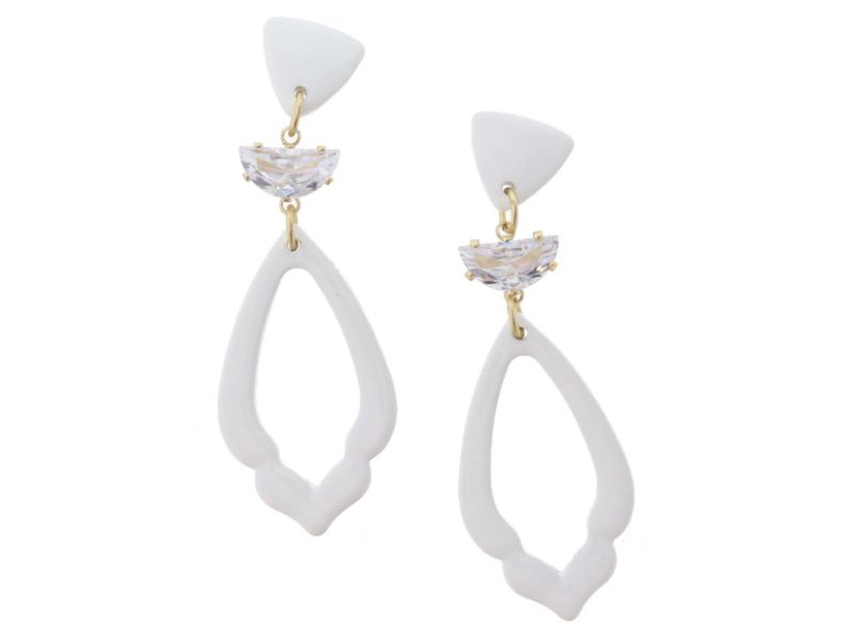 White & Crystal Teardrop Earrings