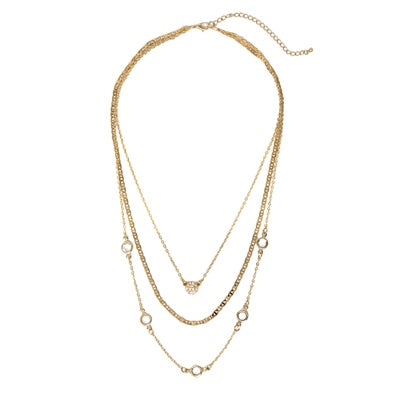 Gold And Crystal Layered Necklace