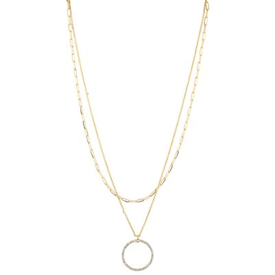 Double Layered Chain Pave Necklace