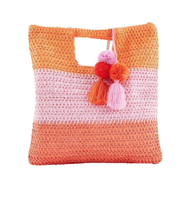 Bright Straw Tote - Pink