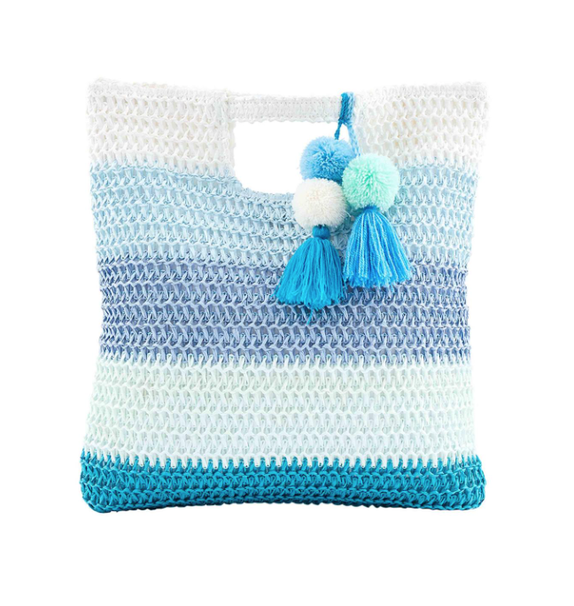 Bright Straw Tote - Blue
