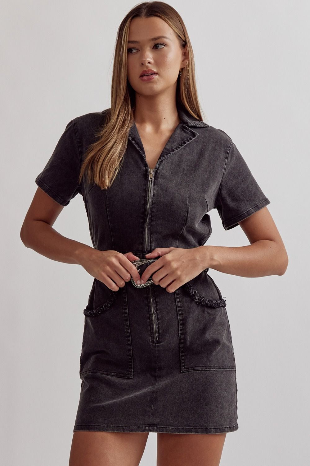 Sarah's Place Denim Dress - Black